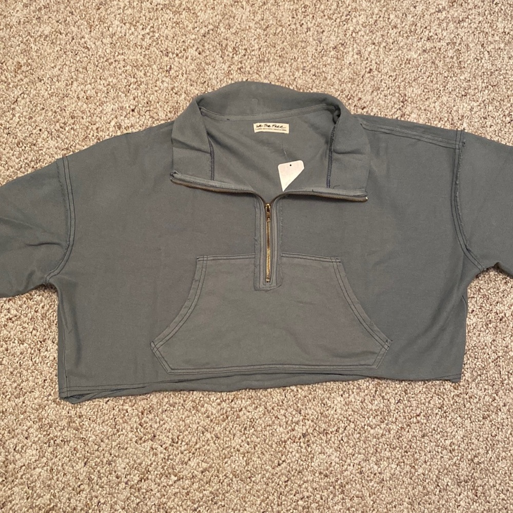 Free People Cropped Half-Zip Pullover xl